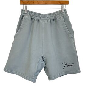 Rhude Mens Cotton Sweatshorts Sz Medium Blue Elastic Waist Pull-on Streetwear